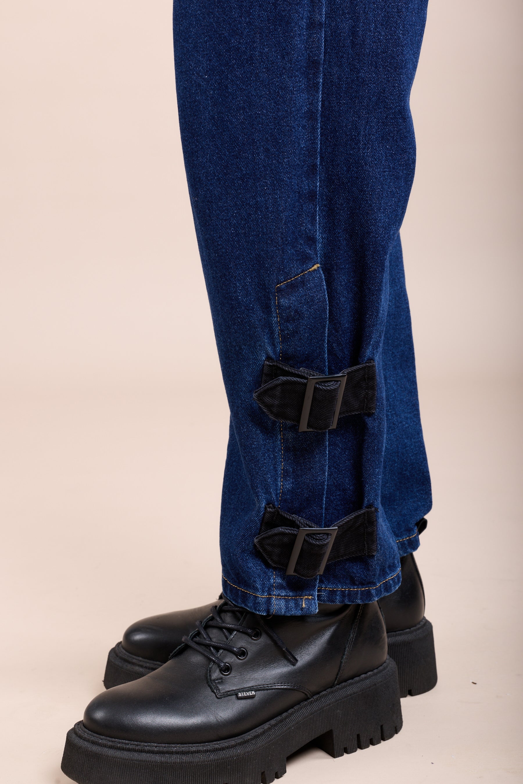 Toxik3 gerade Stretch-Jeanshose mit Kordelzug