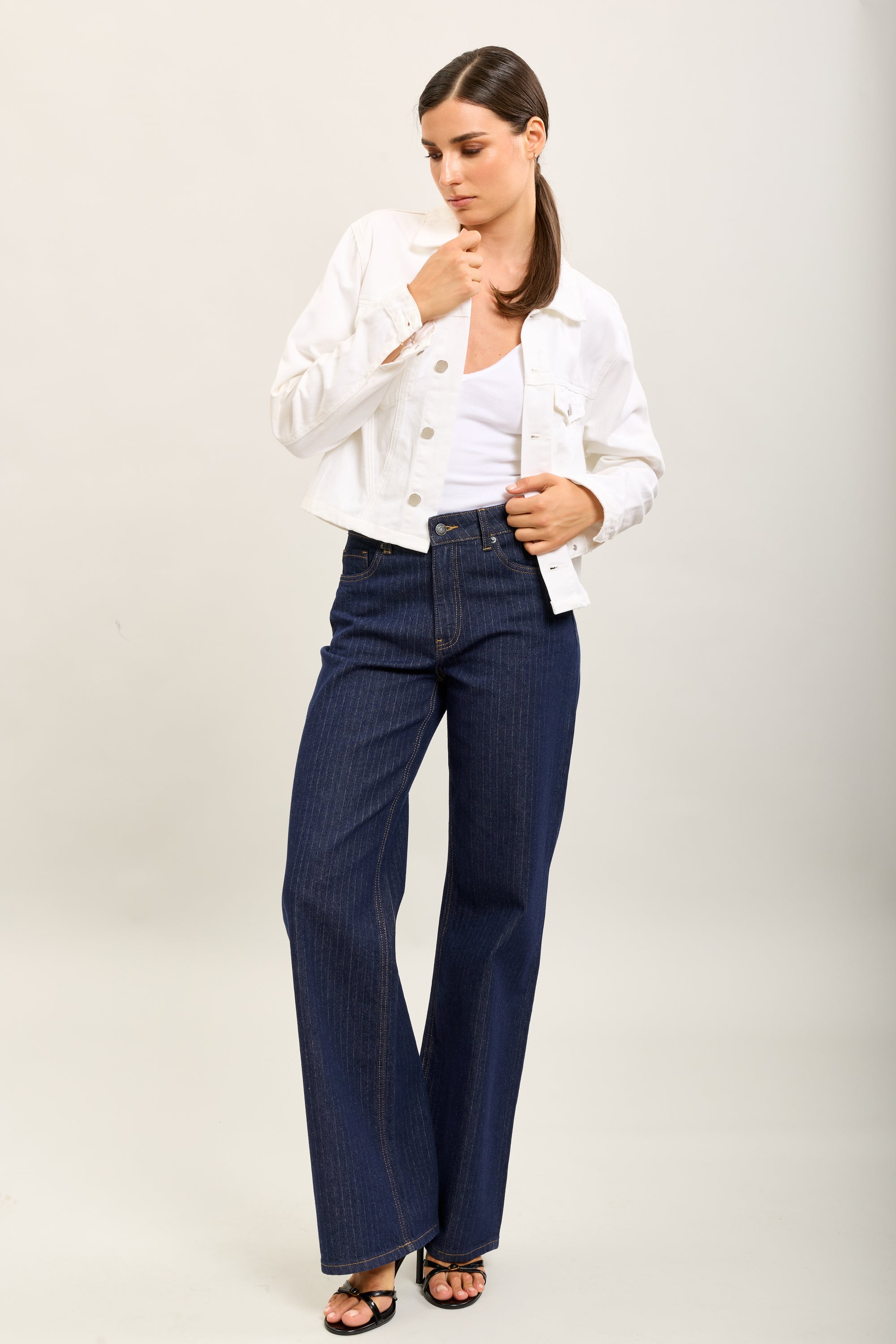 Toxik3 veste courte jean boutons