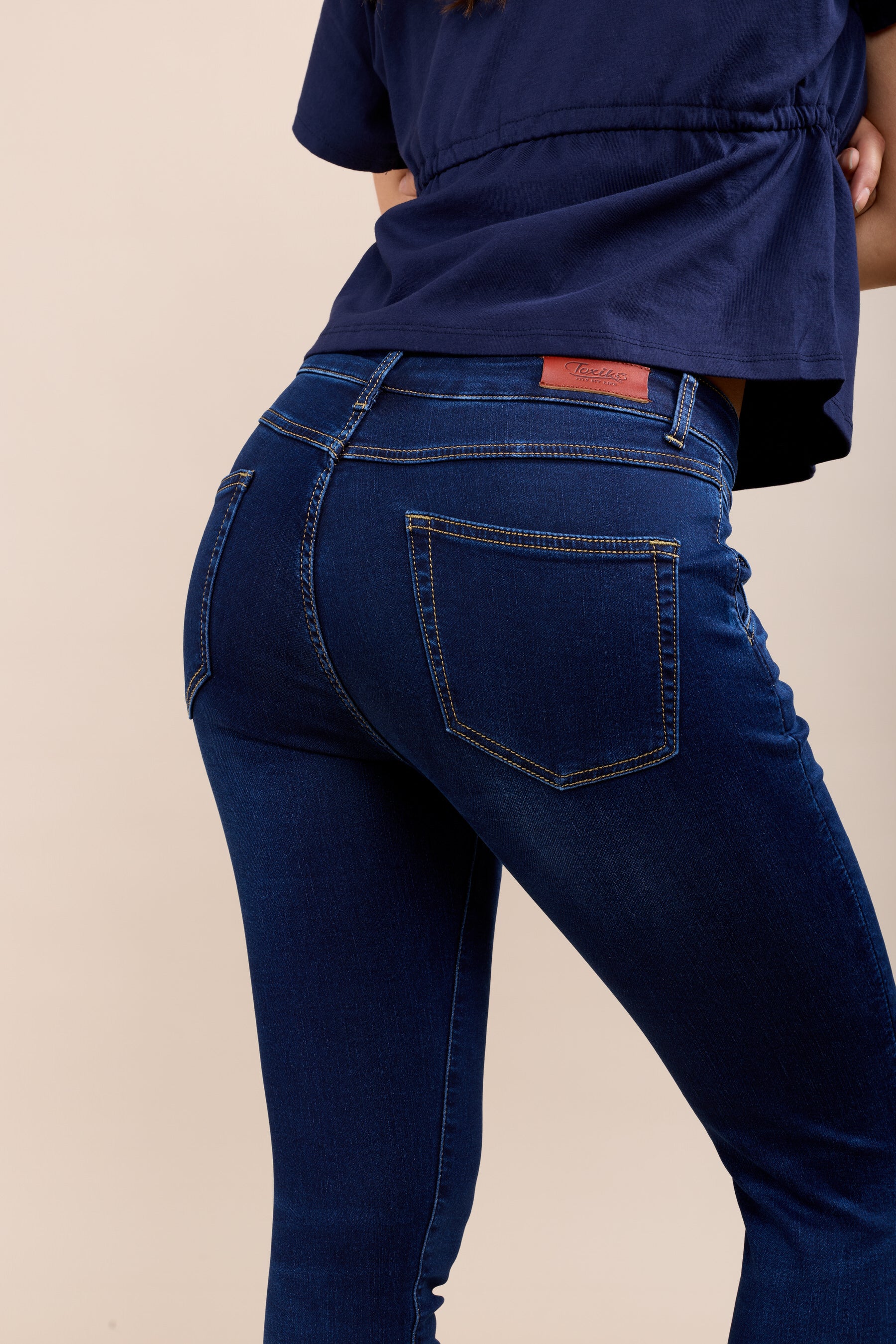 Toxik3 jean boyfriend super stretch à revers bleu indigo