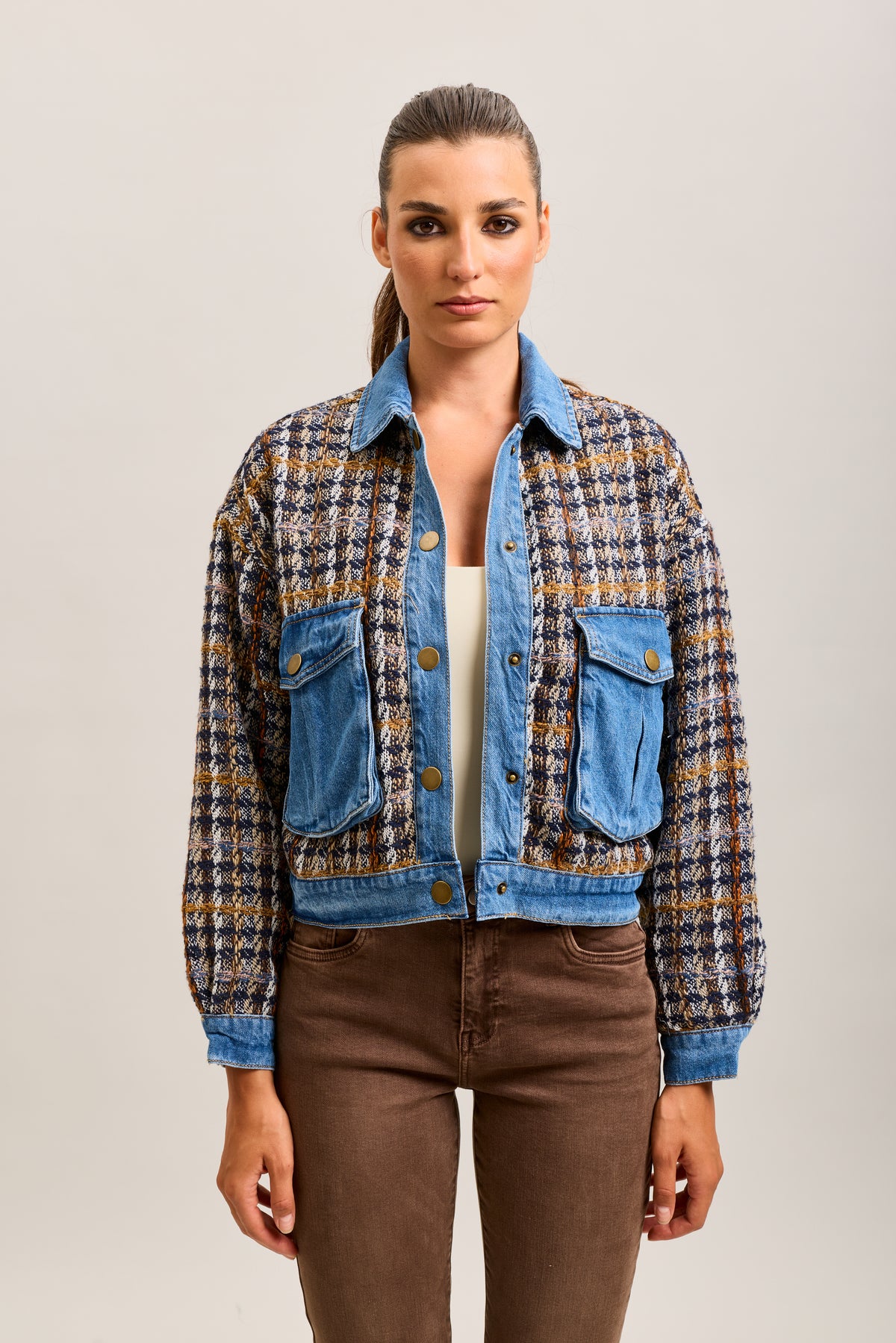 Chaqueta cálida de tweed bimaterial Toxik3
