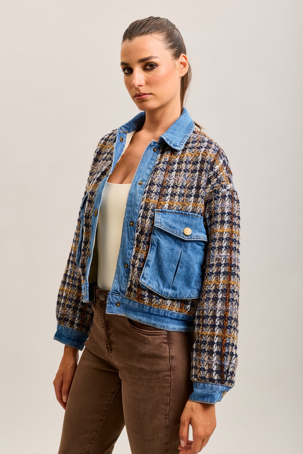 Chaqueta cálida de tweed bimaterial Toxik3