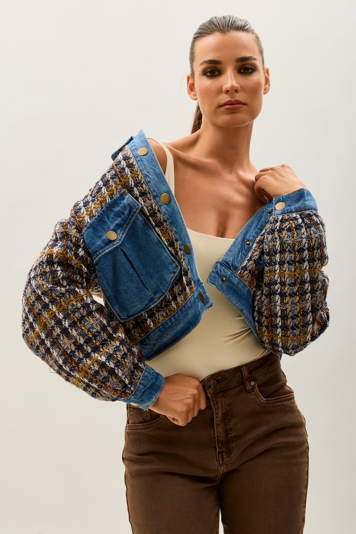 Chaqueta cálida de tweed bimaterial Toxik3
