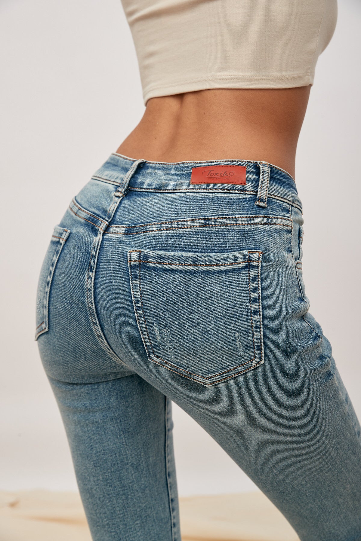 skinny jeans Snee Hoog vervaagde versleten effect - geluk