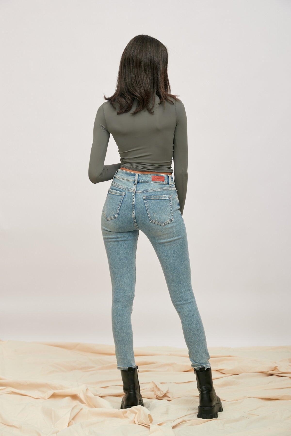 skinny jeans Snee Hoog vervaagde versleten effect - geluk
