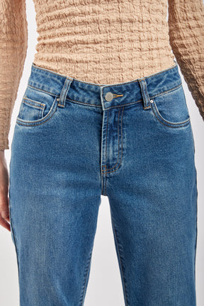 Broek jeans detail kniezak - grap