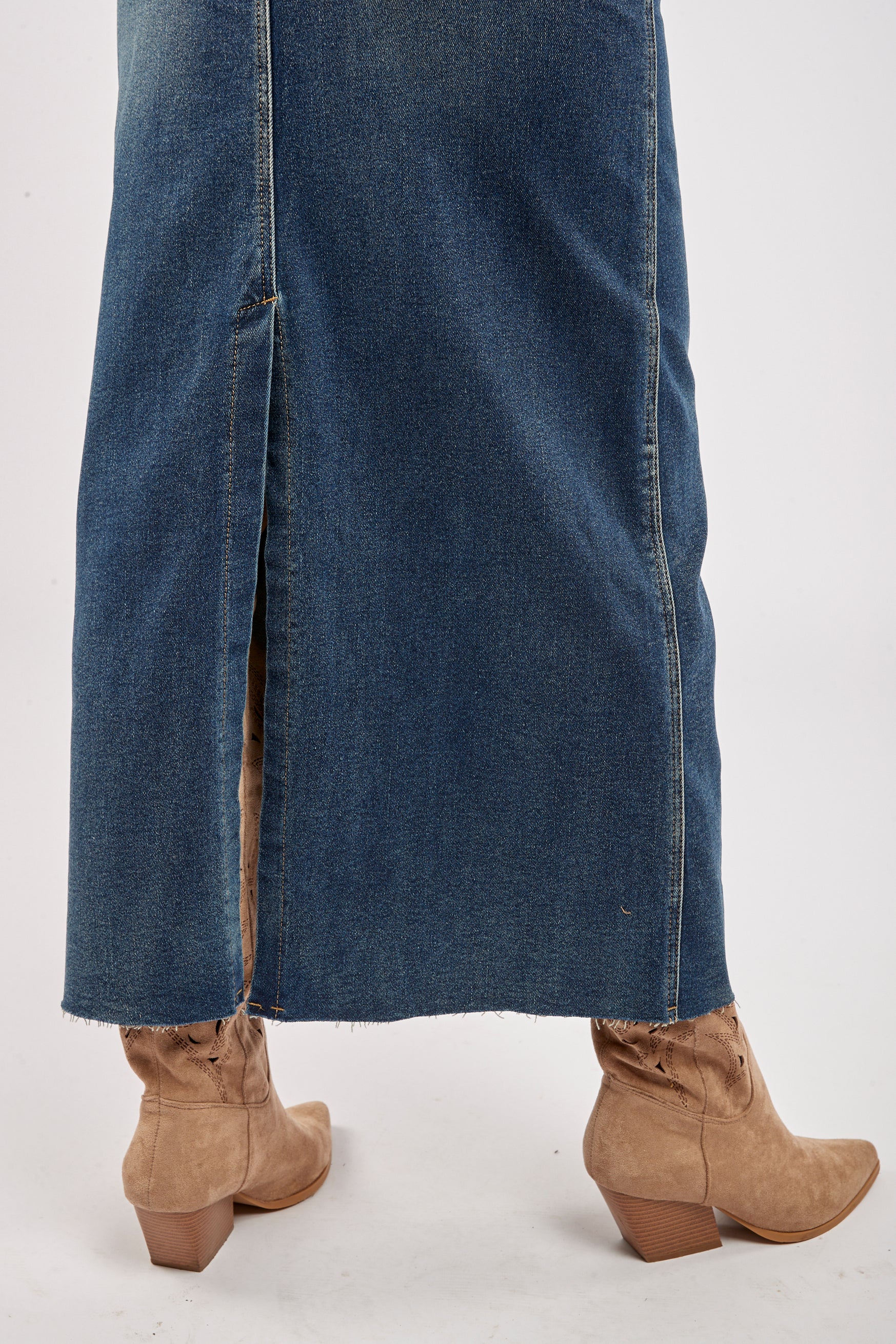 Jupe jean extra-longue fente arrière - Ariane