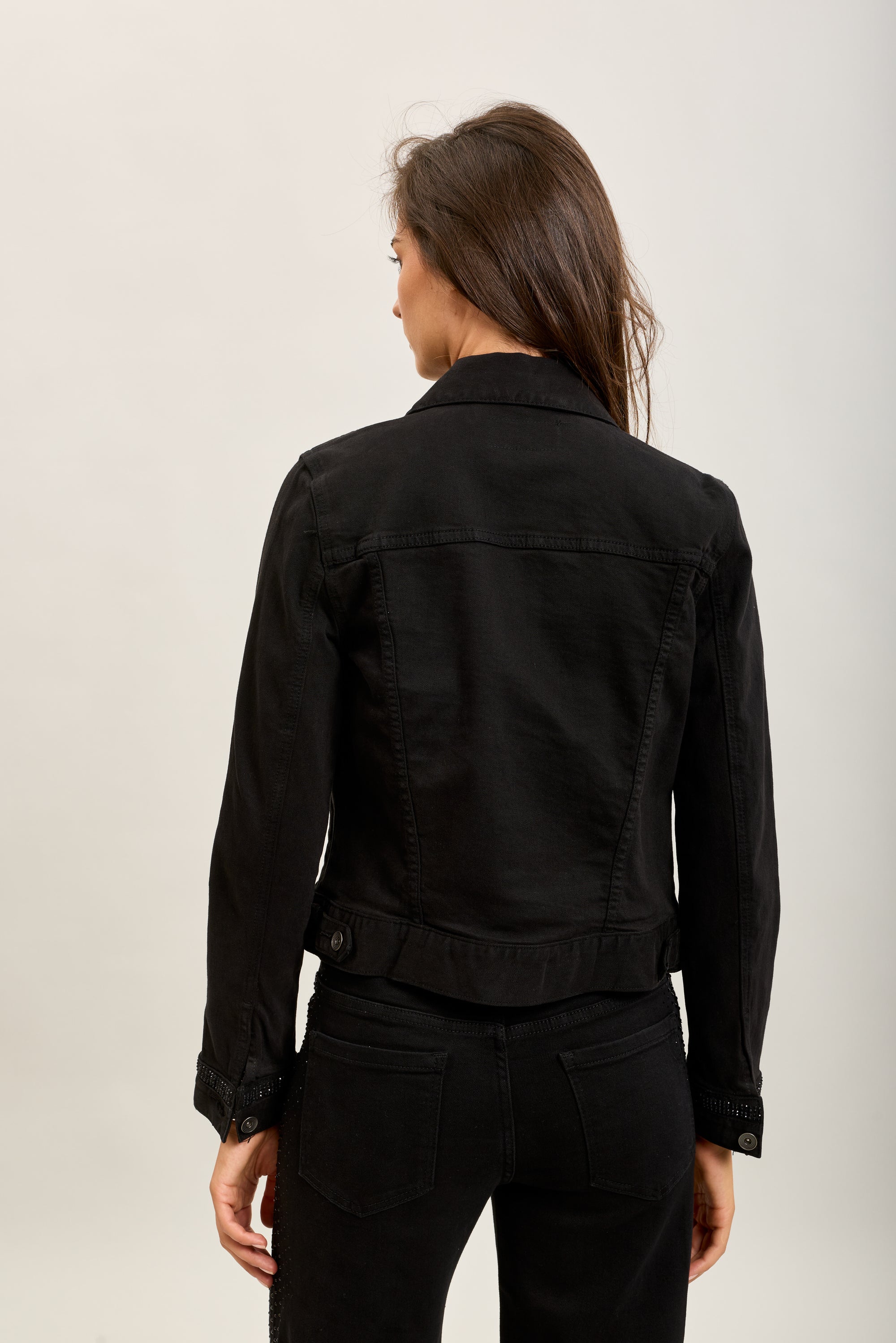 Toxik3 veste courte jean denim strass
