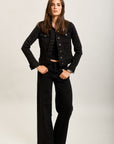 Toxik3 veste courte jean denim strass