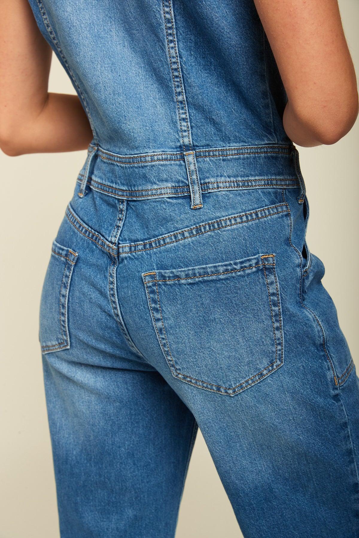 Toxik3 sleeveless buttoned stretch denim jumpsuit
