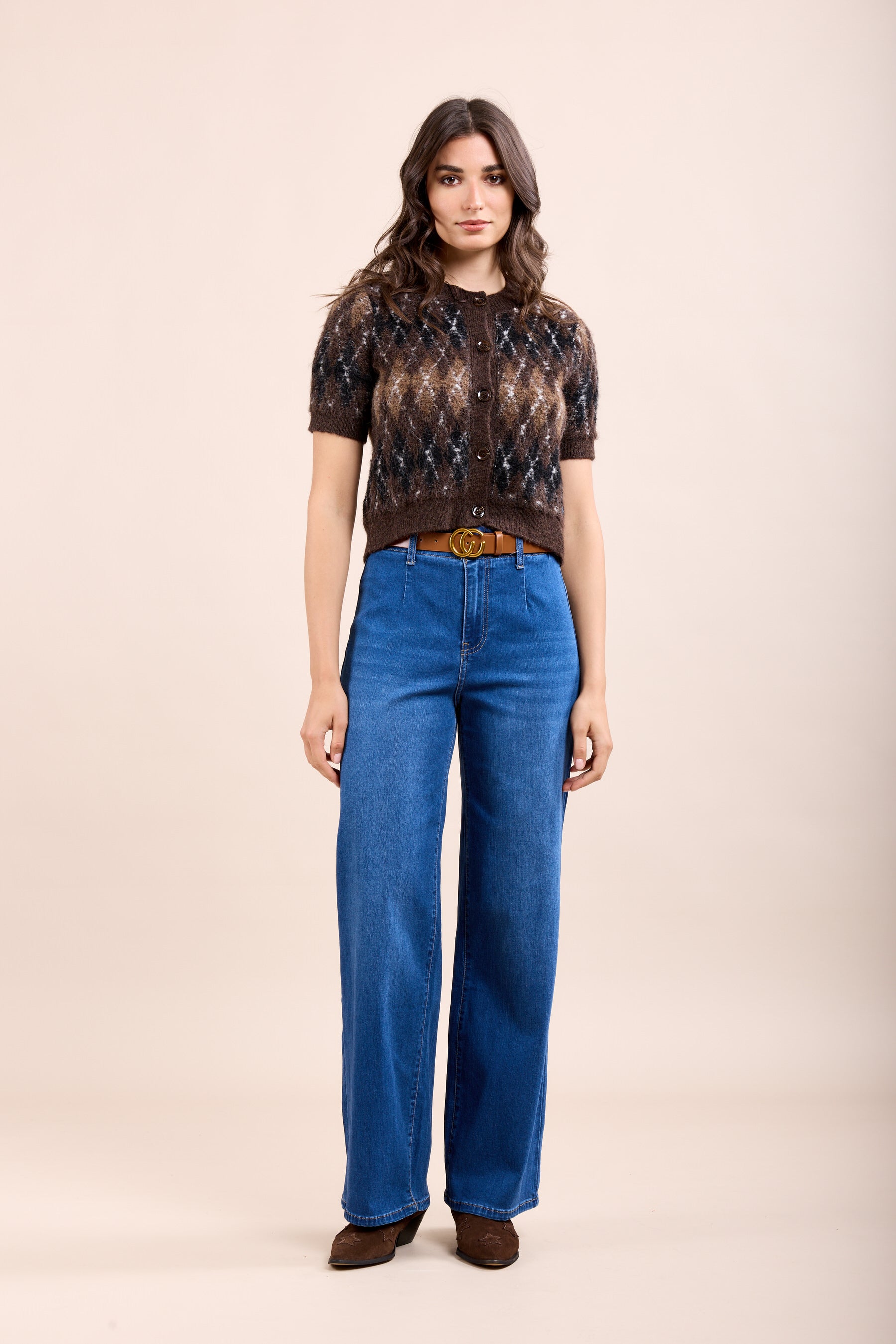 Toxik3 jean wide taille haute stretch avec ceinture