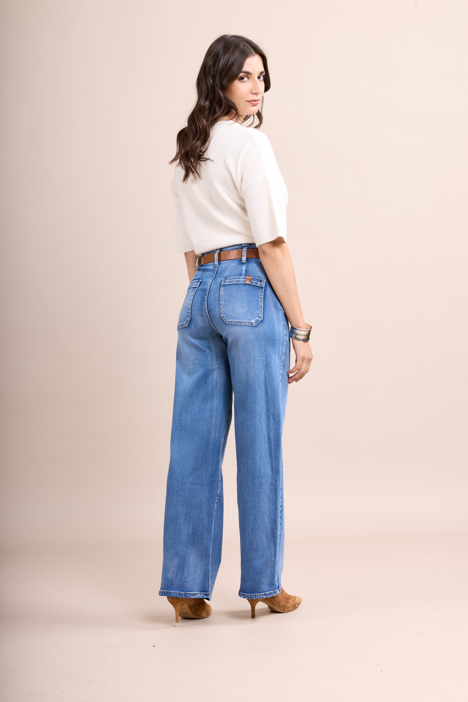 Toxik3 jean wide taille haute stretch avec ceinture