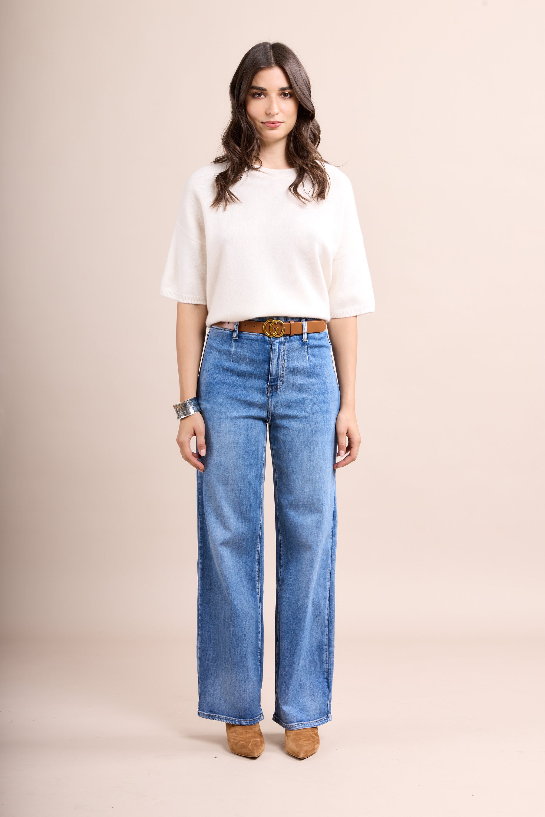 Toxik3 jean wide taille haute stretch avec ceinture