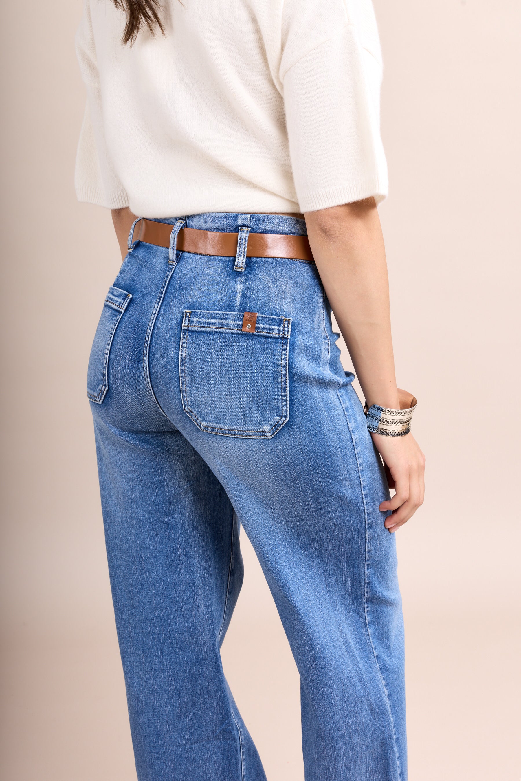 Toxik3 jean wide taille haute stretch avec ceinture