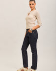 Toxik3 straight stretch denim jean pants with yellow topstitching