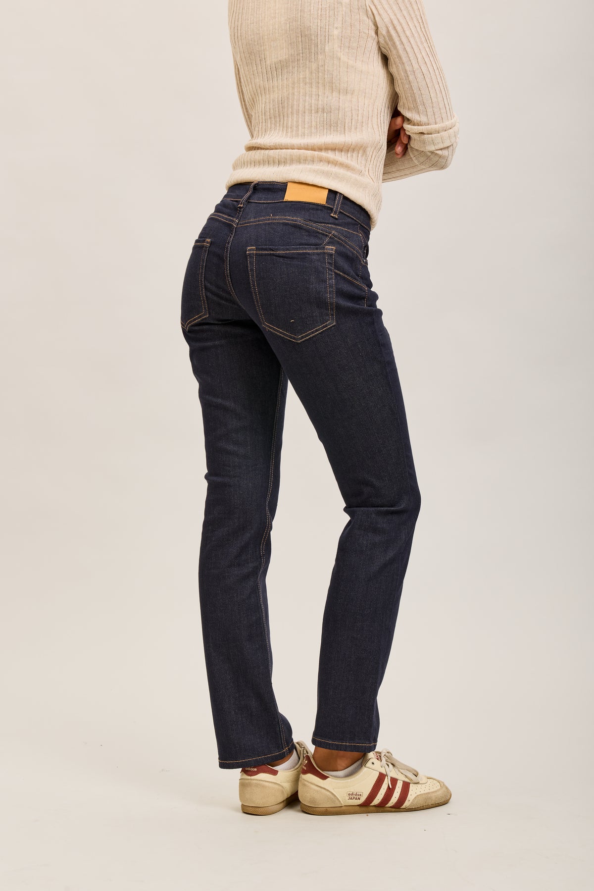 Toxik3 straight stretch denim jean pants with yellow topstitching