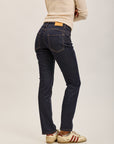 Toxik3 straight stretch denim jean pants with yellow topstitching