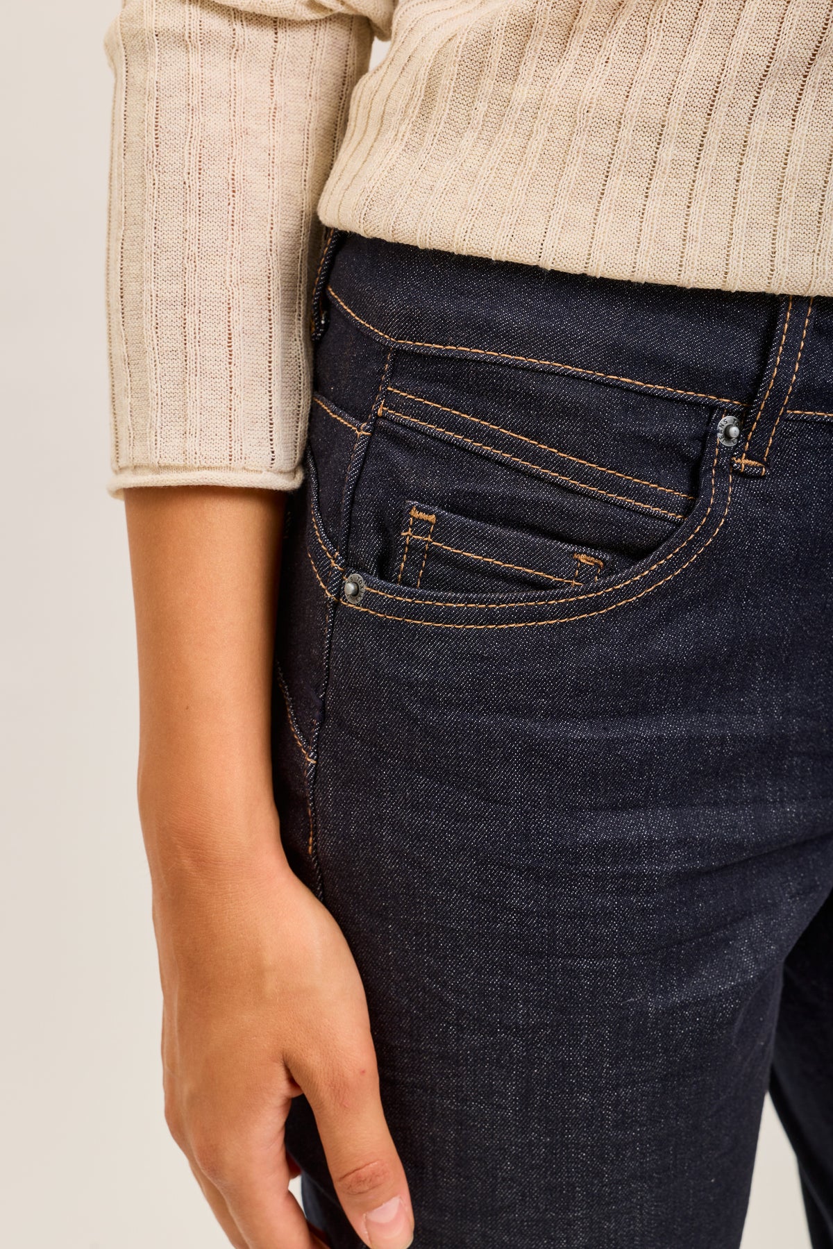 Toxik3 straight stretch denim jean pants with yellow topstitching
