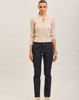Toxik3 straight stretch denim jean pants with yellow topstitching