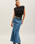 Toxik3 lange trompetstretch denimrok