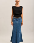 Toxik3 lange trompetstretch denimrok
