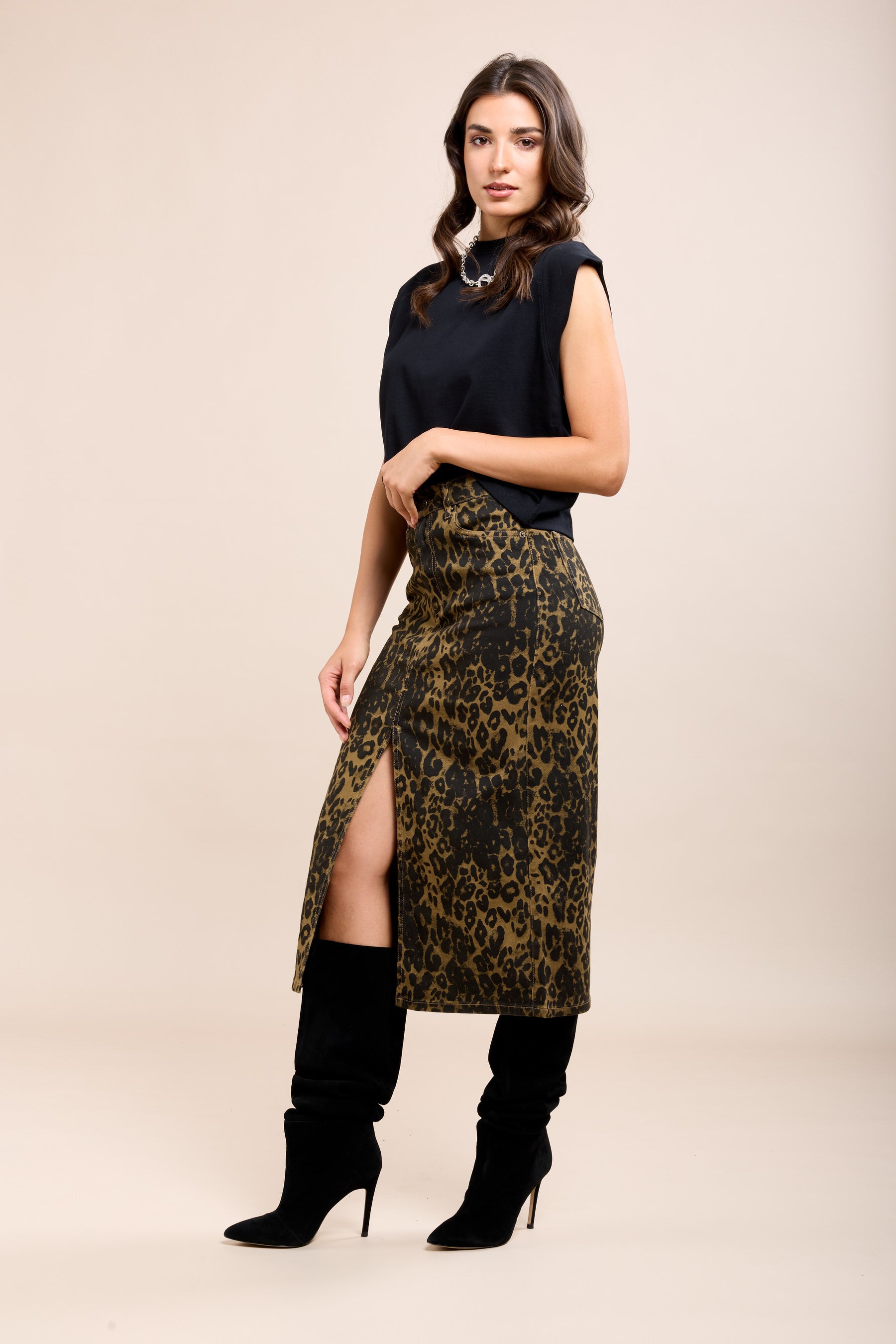 TOXIK3 Bleistiftbleistiftrock Léopard zuvor beleuchtet