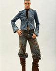 Toxik3 veste en jean officier boutons