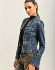 Toxik3 veste en jean officier boutons