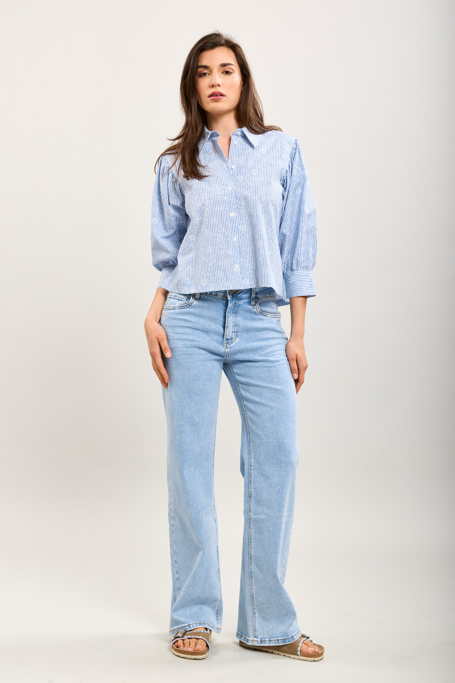 Toxik3 pantalones jean estiramiento de costura de pierna ancha