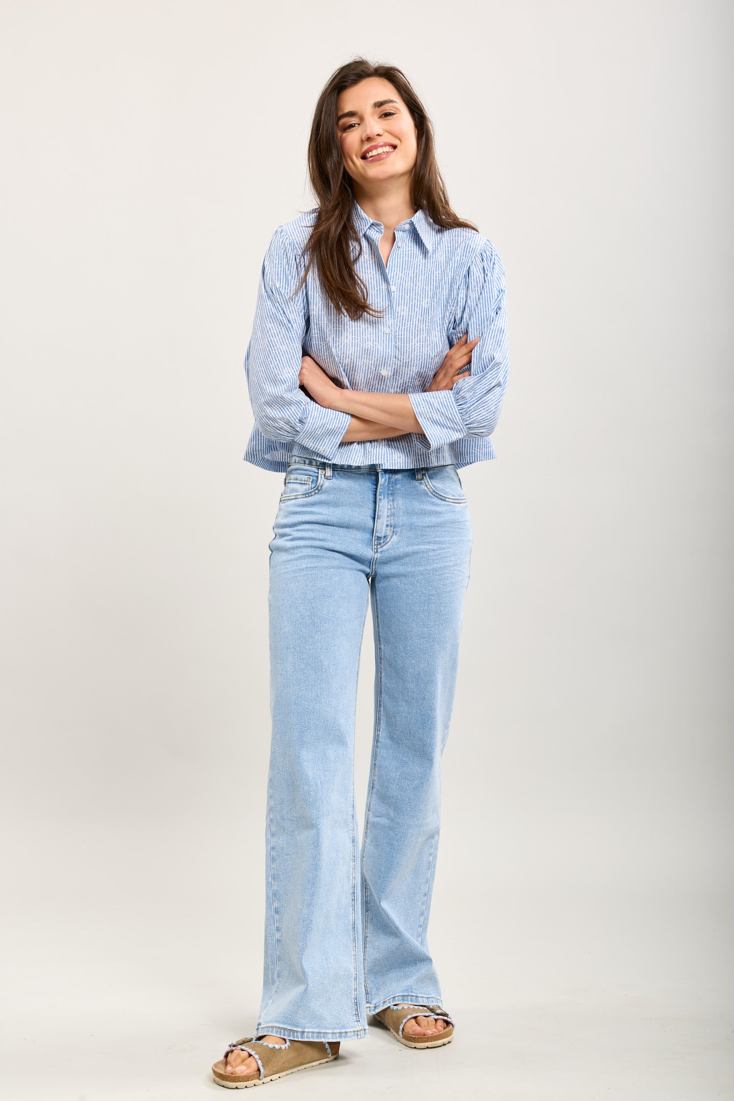 Toxik3 pantalones jean estiramiento de costura de pierna ancha