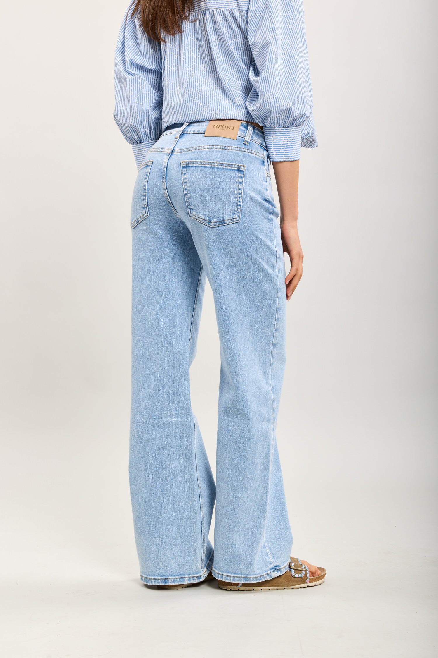 Toxik3 stretch wide leg denim pants with stitching