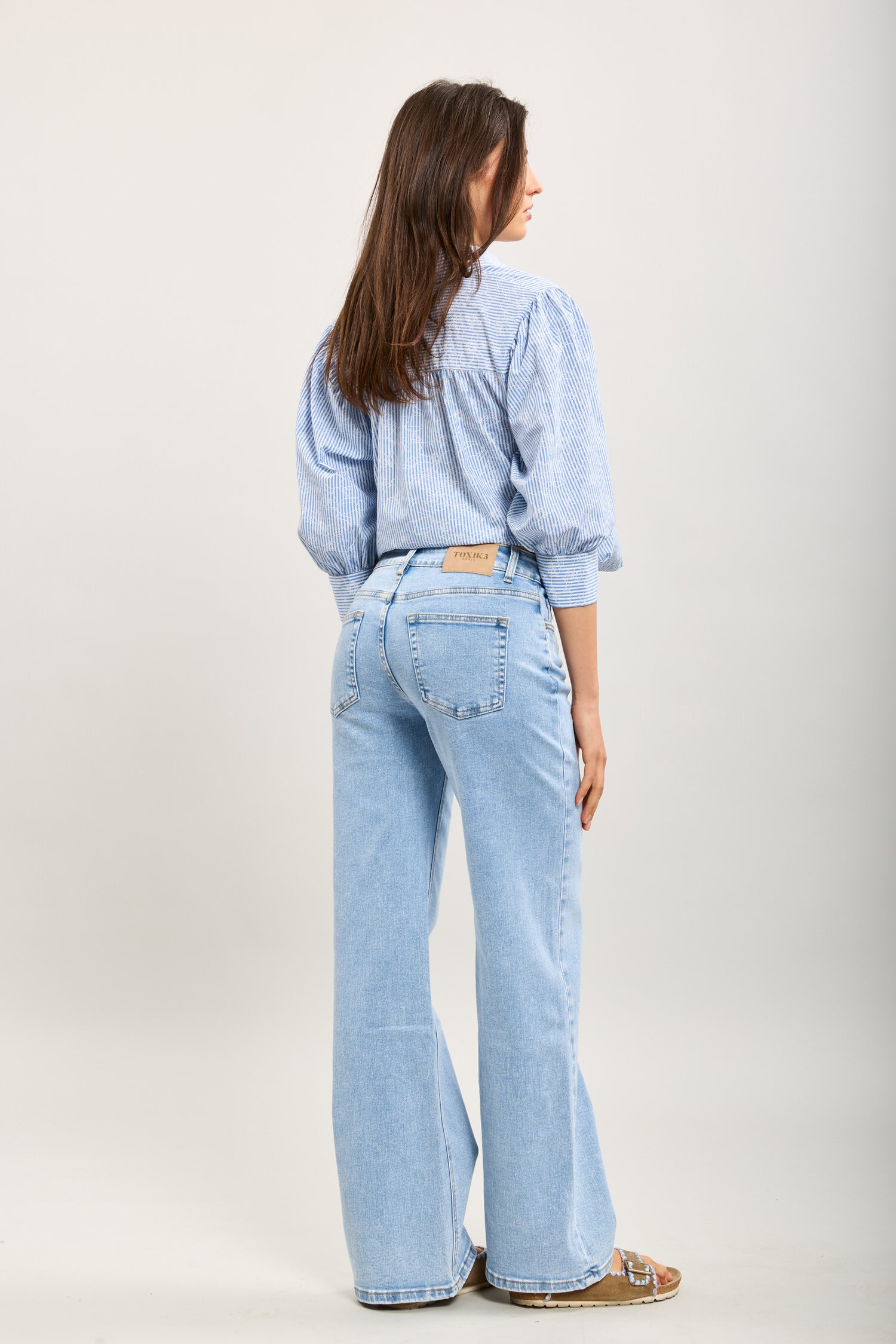 Toxik3 pantalones jean estiramiento de costura de pierna ancha