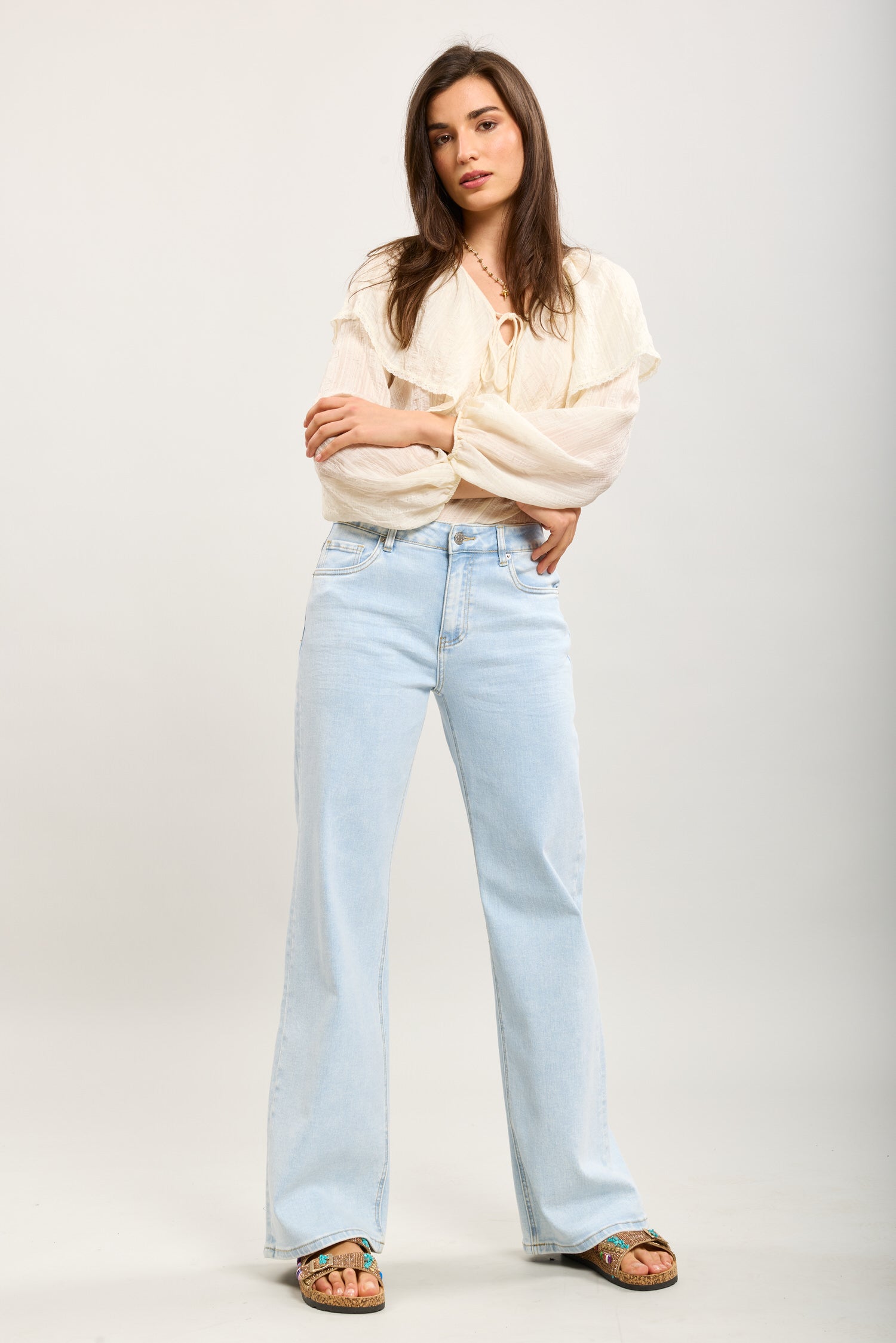 Toxik3 pantalones jean estiramiento de costura de pierna ancha