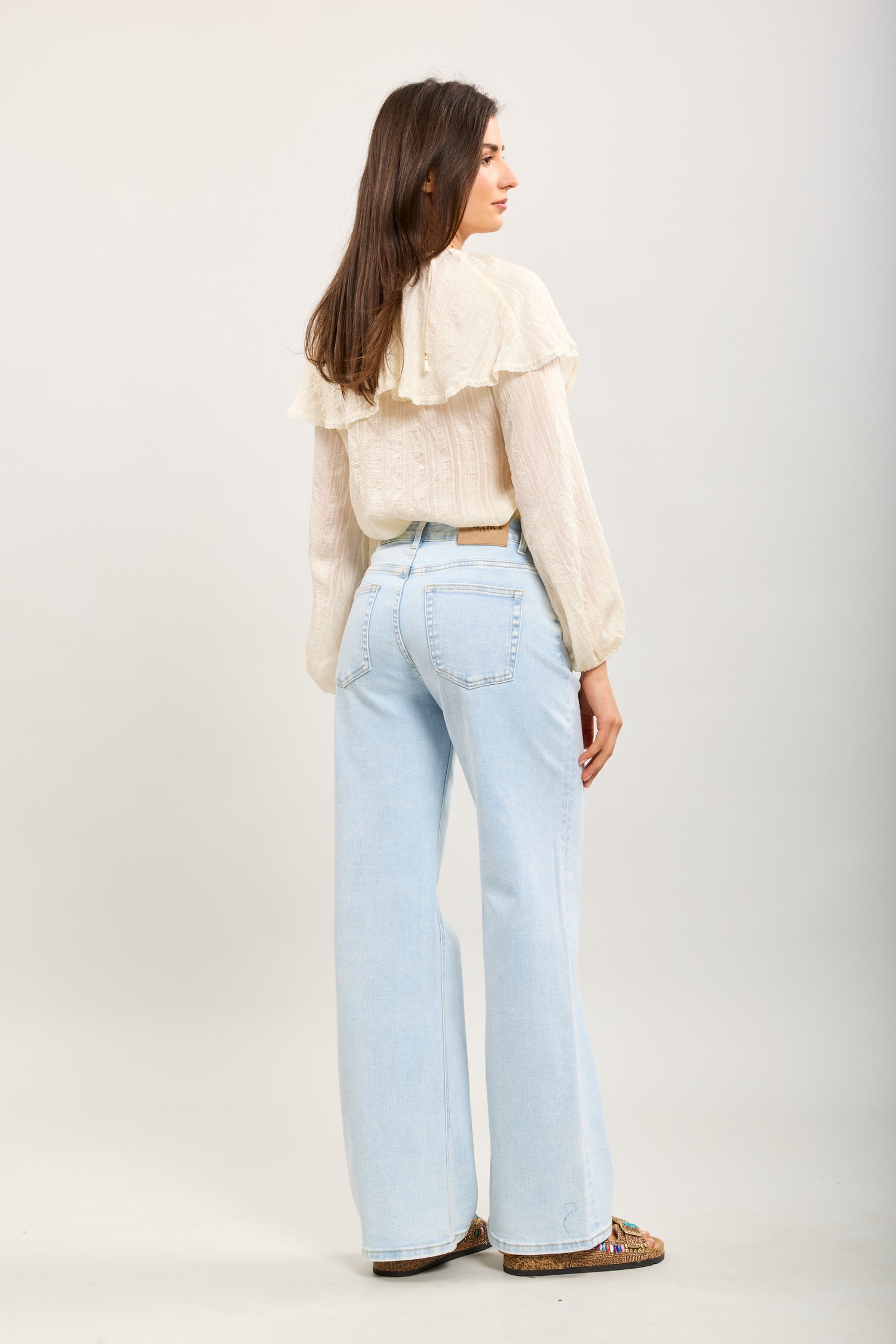 Toxik3 pantalones jean estiramiento de costura de pierna ancha