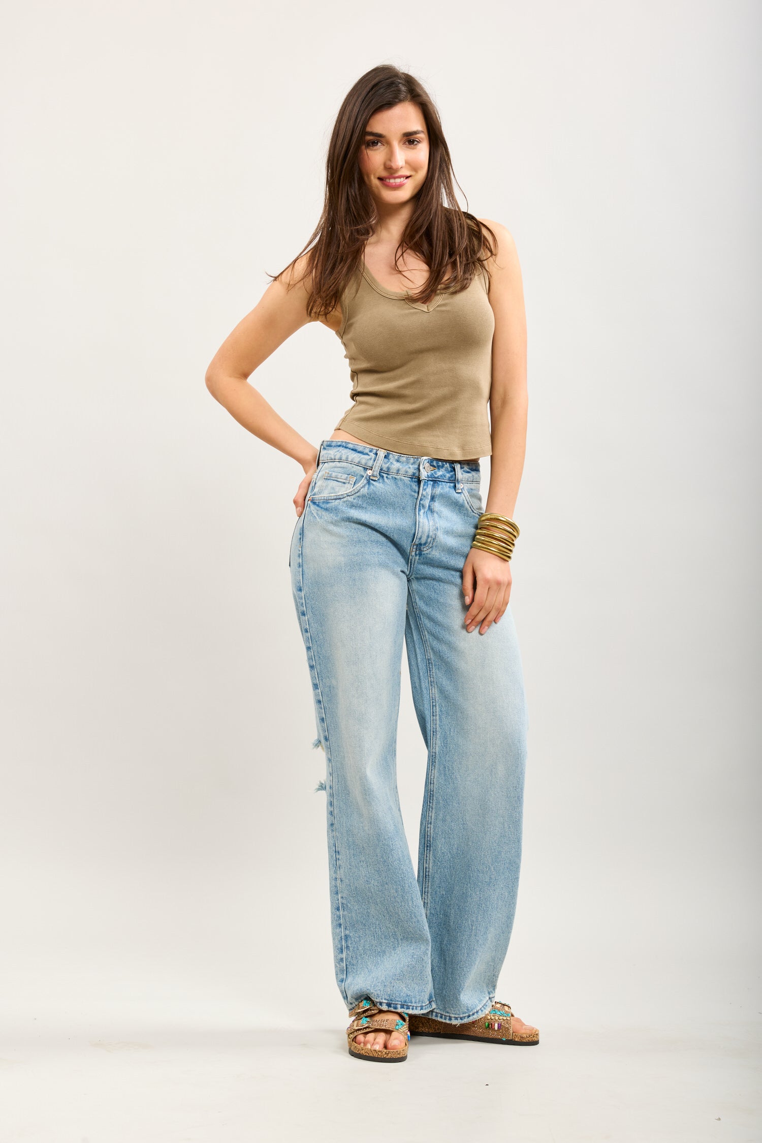 Toxik3 wide jeans with holes at the back