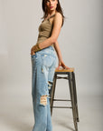 Toxik3 wide jeans with holes at the back