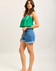 Toxik3 short en jean stretch rayé à revers