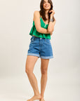 Toxik3 short en jean stretch rayé à revers