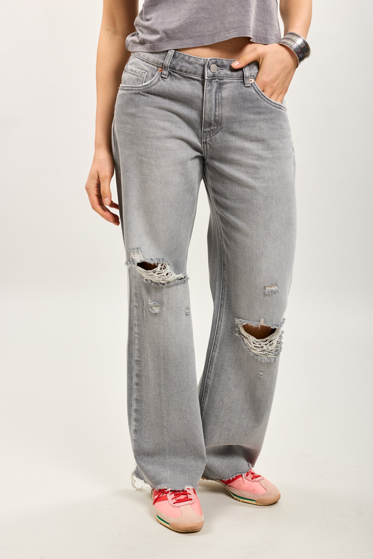 Toxik3 jean wide gris déchiré