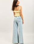 Toxik3 pantalon jean wide évasé denim jambe fendue