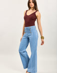Toxik3 Jean Flare High waist with Gold buttons