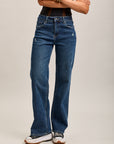 Toxik3 jean droit stretch taille haute poches effilochées