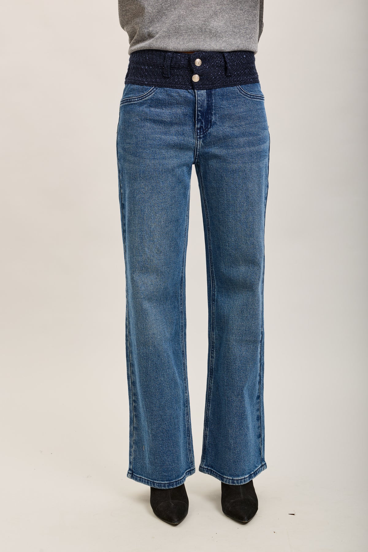 Toxik3 stretch denim en tweed jeans