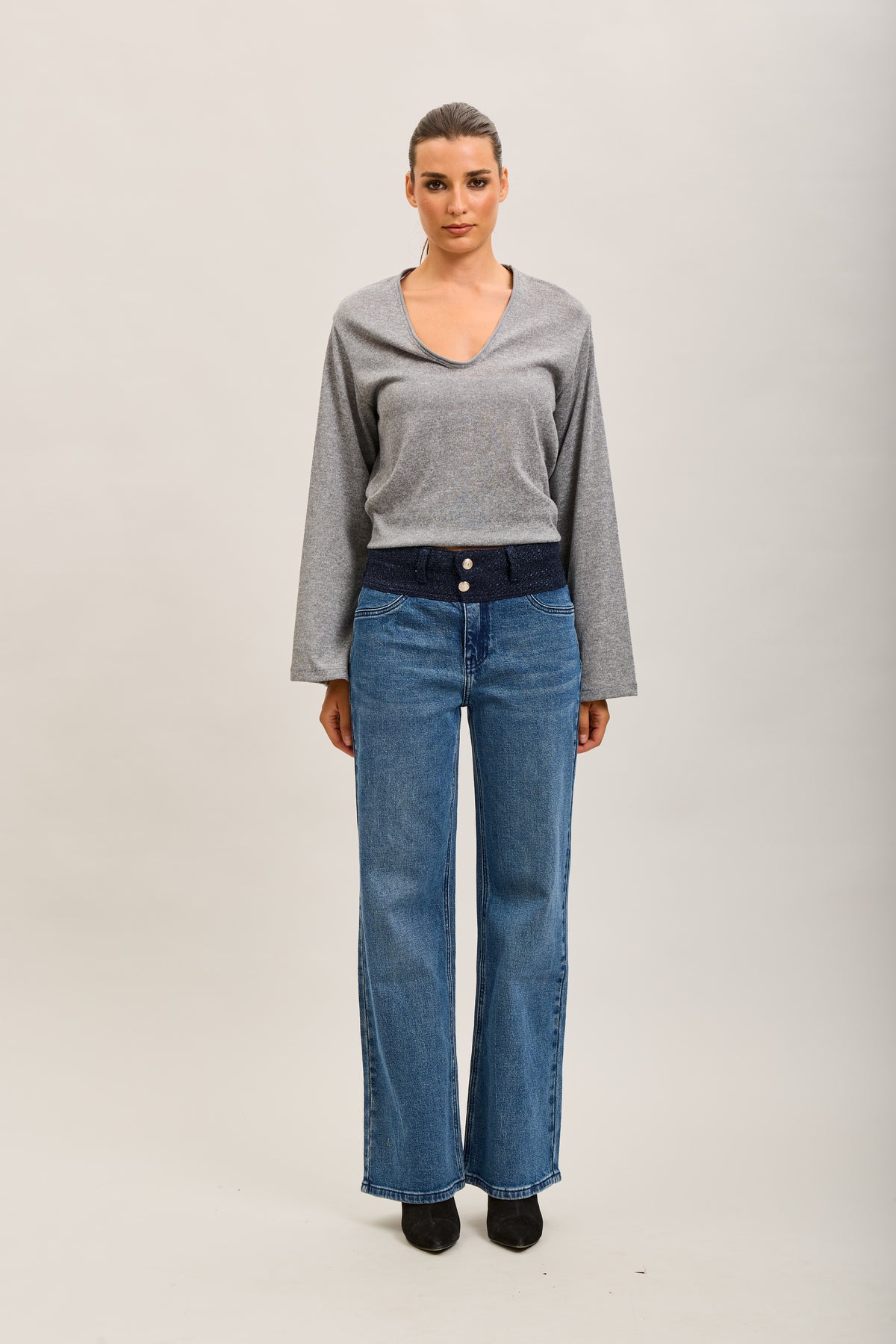 Toxik3 stretch denim en tweed jeans