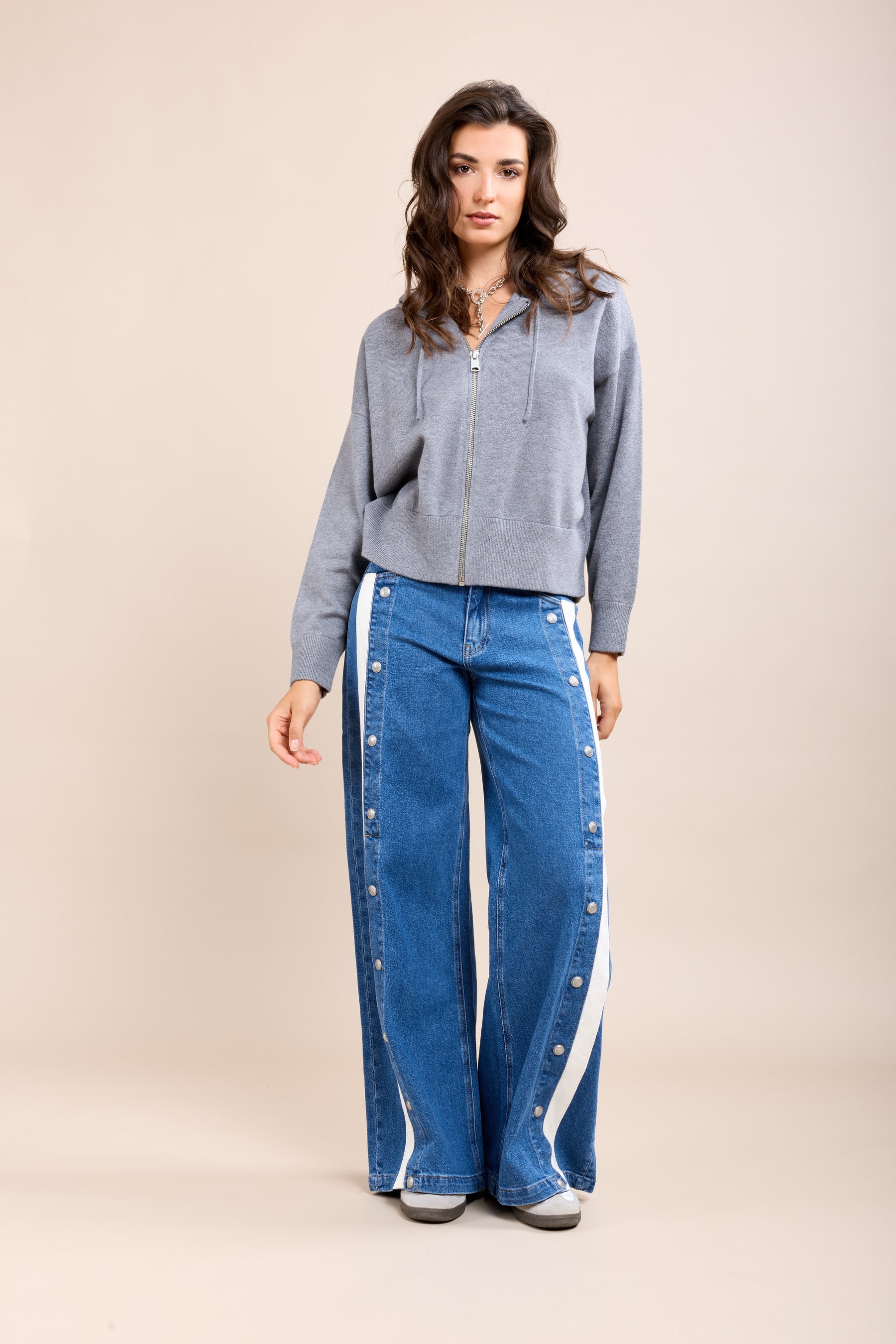 Toxik3 jean wide stretch bandes sport à boutons pression