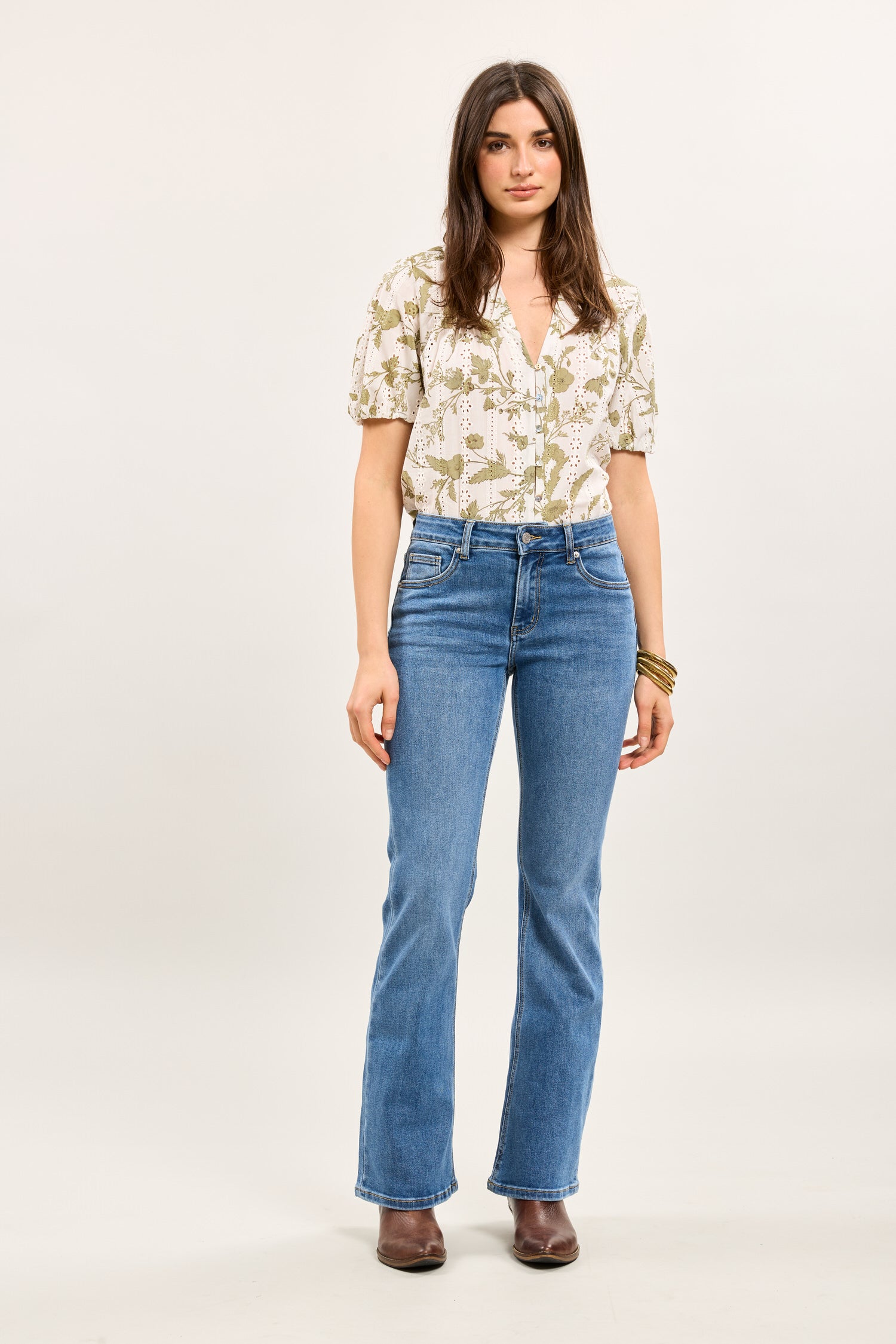 Toxik3 uitlopende stretch bootcut jeansbroek