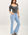 Toxik3 uitlopende stretch bootcut jeansbroek