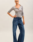 Toxik3 wide stretch jeans with ribbed pleats denim blue