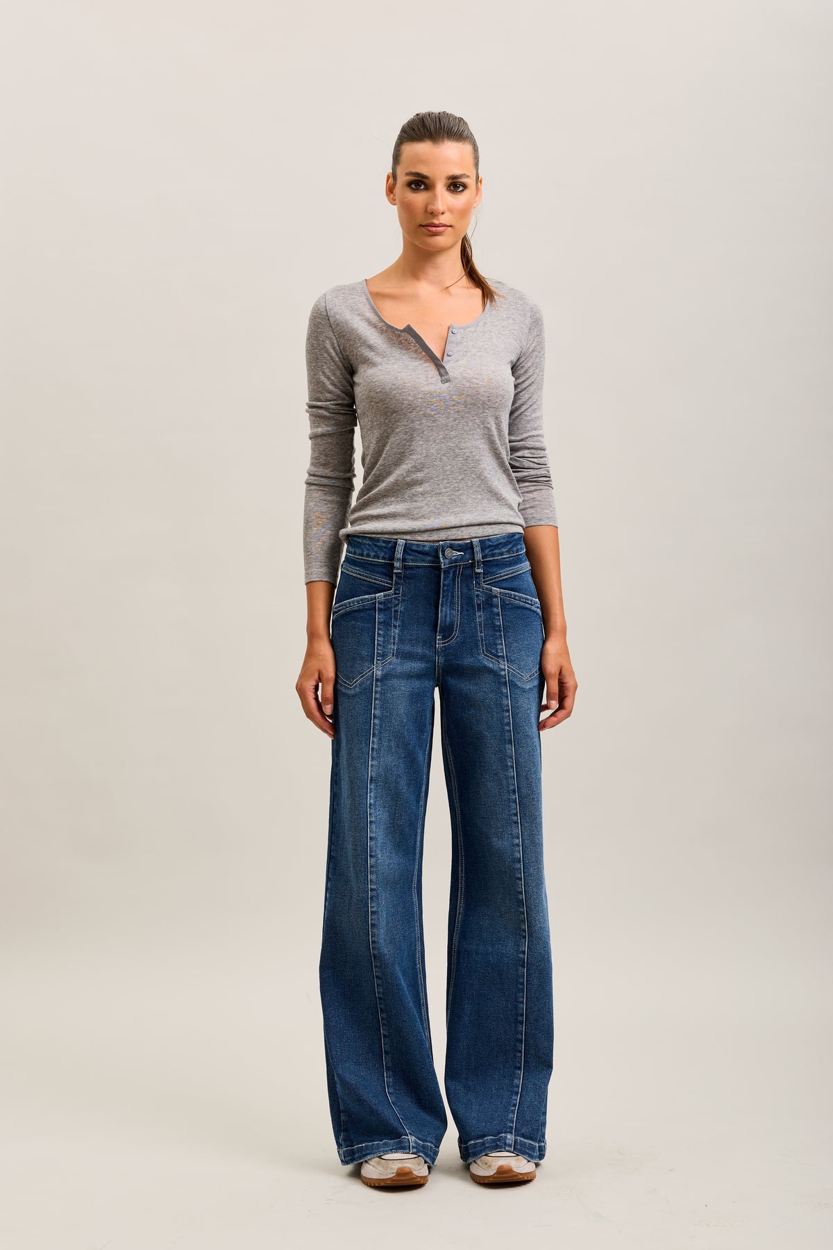 Toxik3 wide stretch jeans with ribbed pleats denim blue