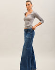 Toxik3 wide stretch jeans with ribbed pleats denim blue