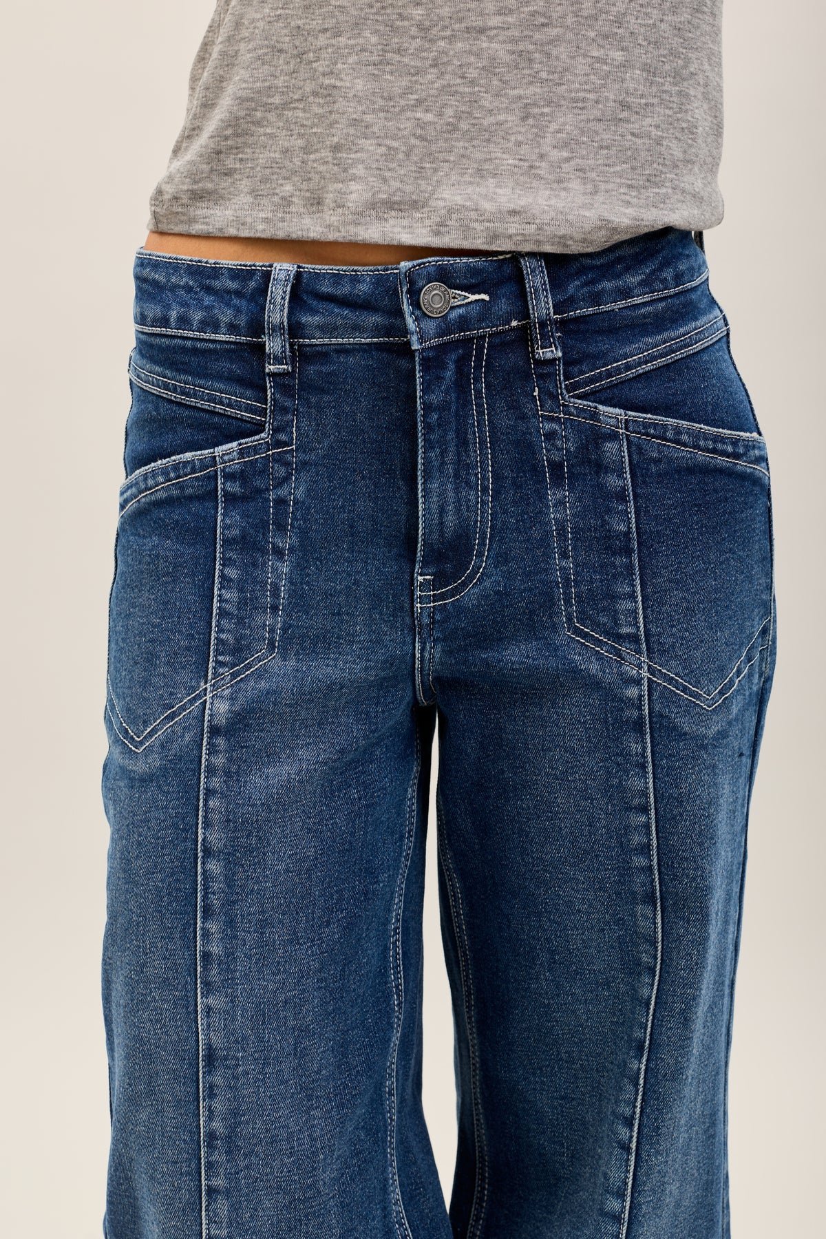 Toxik3 wide stretch jeans with ribbed pleats denim blue